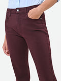 Pantalone cropped bordeaux rosso in twill di cotone