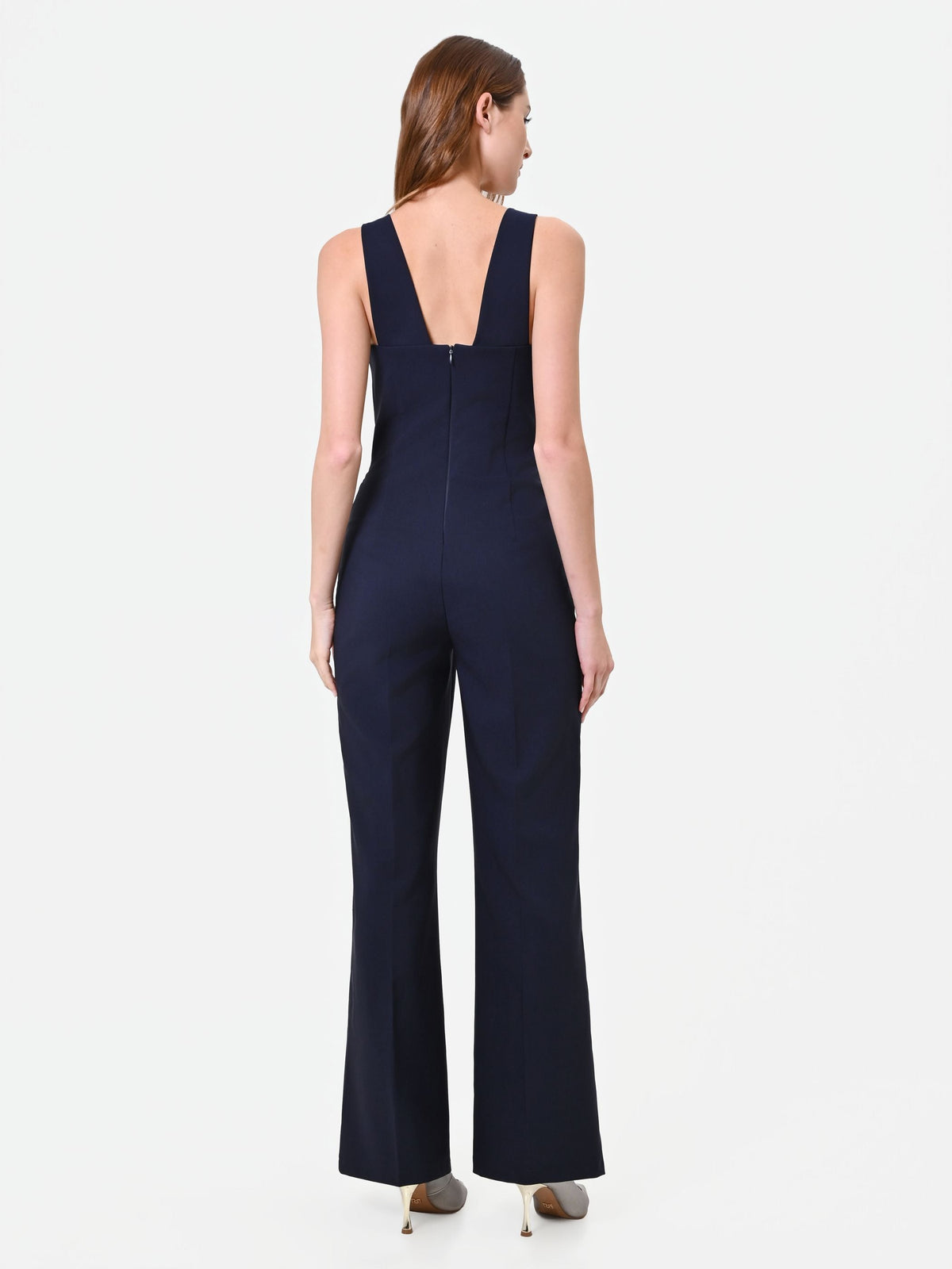 Tuta elegante blu navy con pantalone a gamba ampia