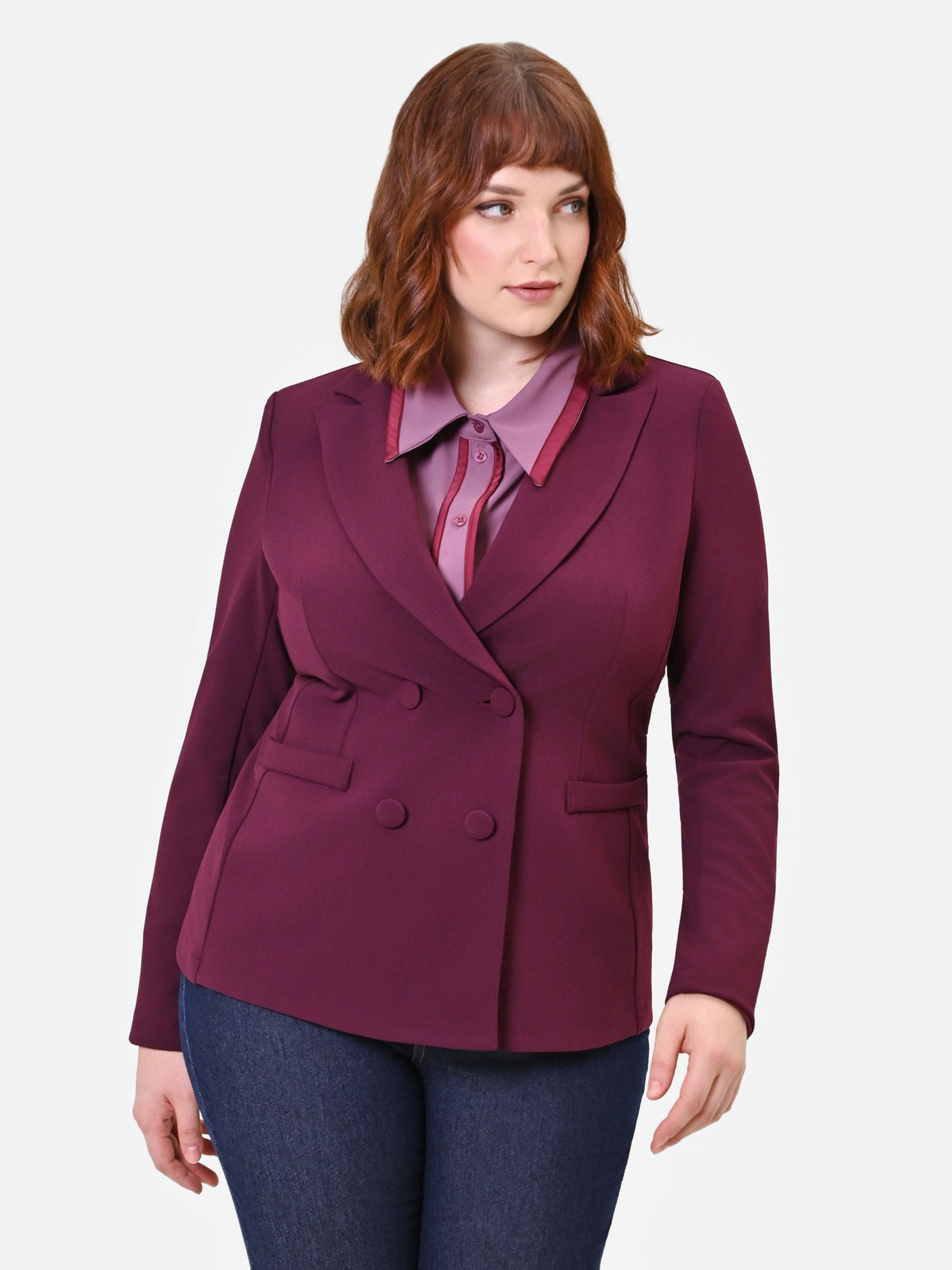 Giacca Curvy doppiopetto bordeaux rosso