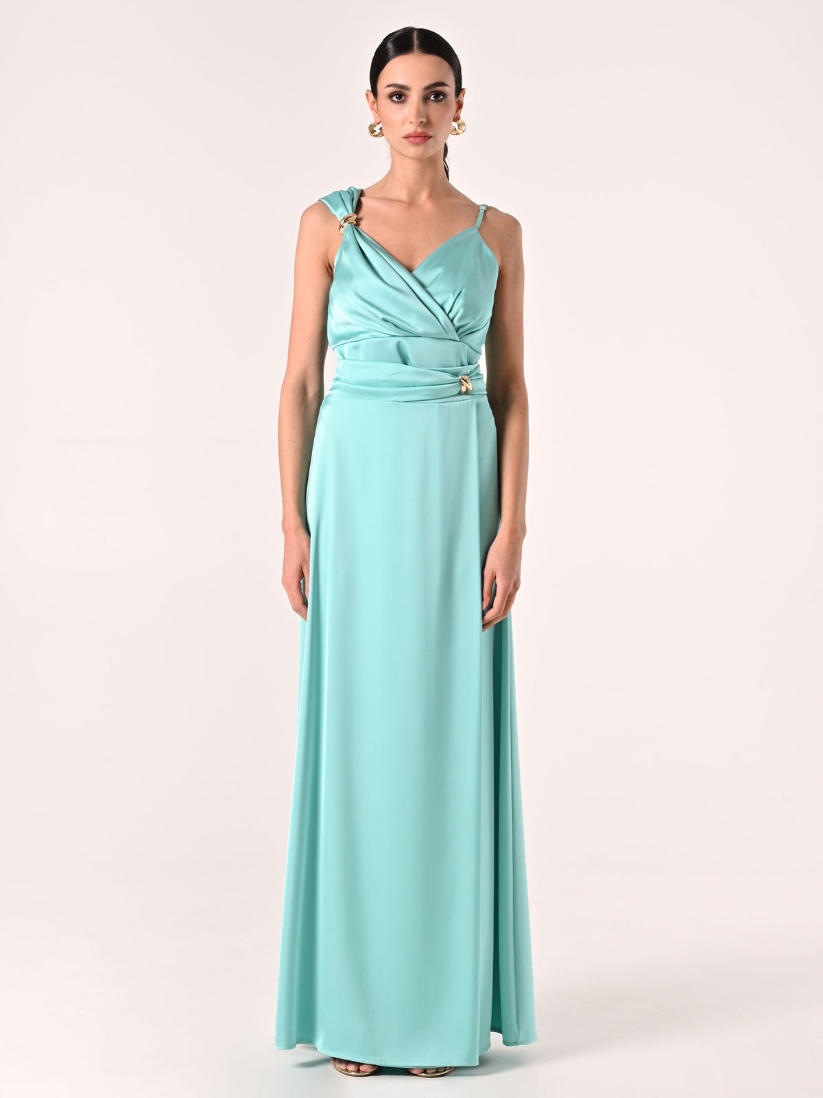 Maxi Gonna in Raso Verde Acqua