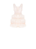 Abito corto rosa cipria con gonna in tulle