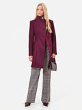 Cappotto bordeaux rosso con collo in piedi