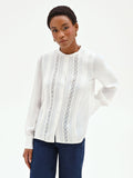 Camicia in viscosa panna con inserti in pizzo