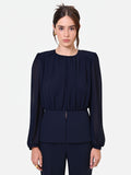 Camicia Studio blu navy in georgette con baschina