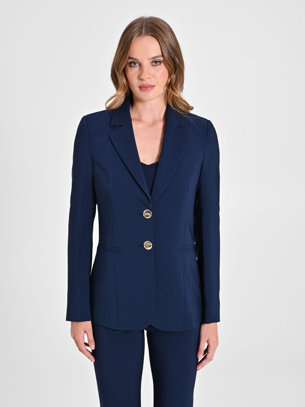 Giacca a Due Bottoni in Tessuto Tecnico color Blu