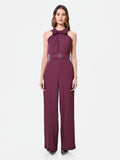 Tuta bordeaux con maxi fiocco al collo