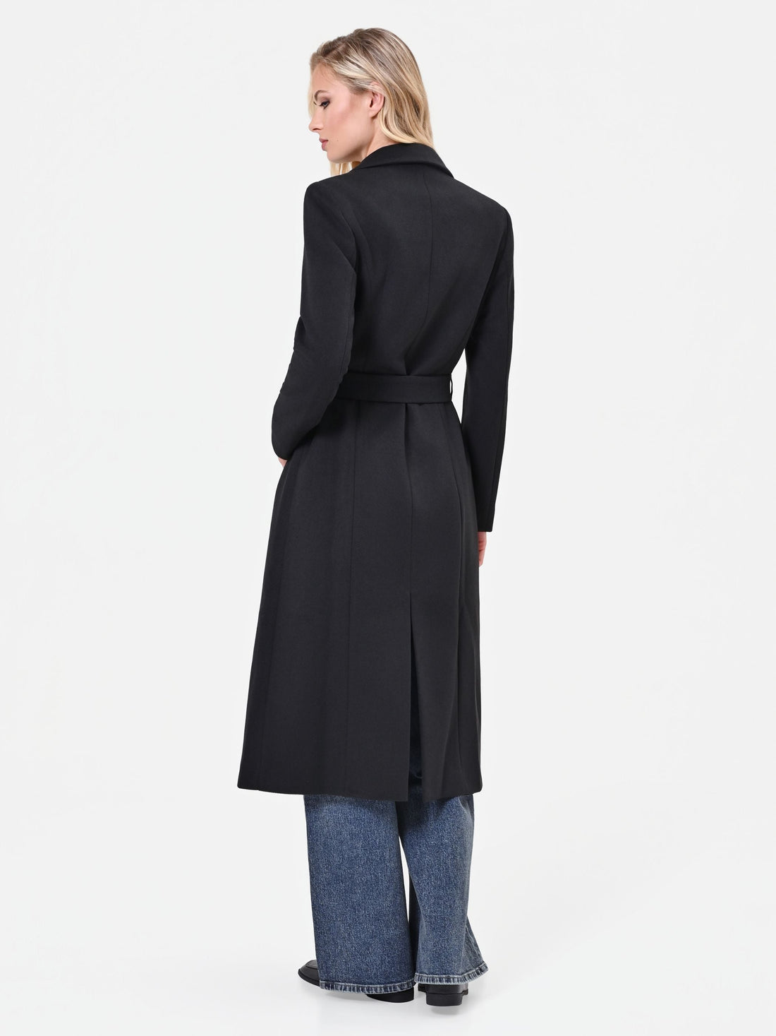 Cappotto lungo nero a vestaglia  in velour