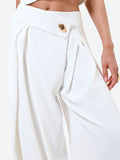 Pantalone palazzo bianco con bottone design