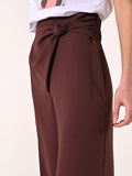 Pantaloni Marrone Cioccolato con Nodo effetto Goffrato