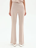 Pantalone a zampa tortora beige in scuba crèpe