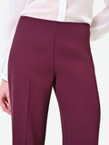 Pantalone a palazzo bordeaux in cadi dalla gamba ampia e dritta