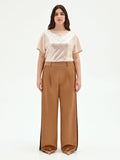 Pantalone curvy a palazzo marrone bronzo