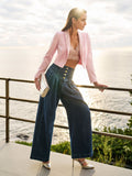 Jeans blu navy a vita alta