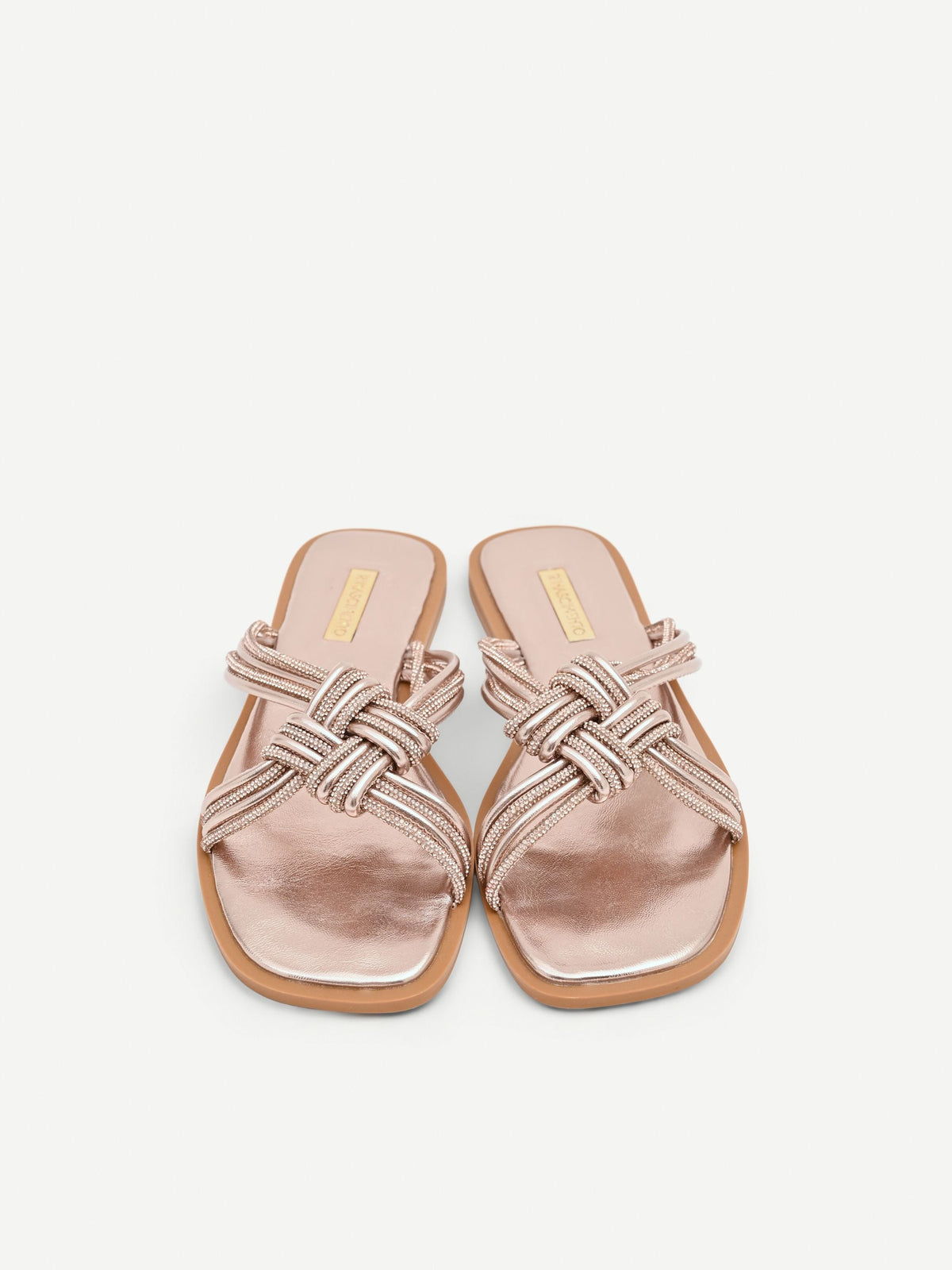 Sandali bassi rosa con strass