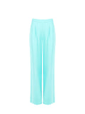 Pantaloni Ampi Verde Acqua in Misto Viscosa effetto Crinkle
