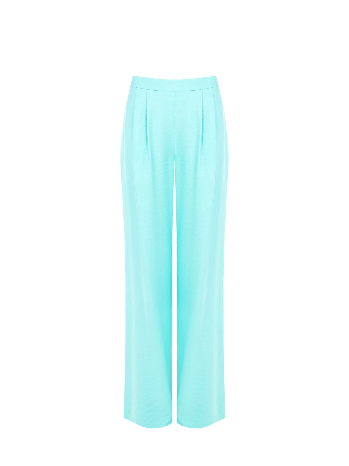 Pantaloni Ampi Verde Acqua in Misto Viscosa effetto Crinkle