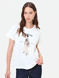 T-shirt panna con stampa grafica 