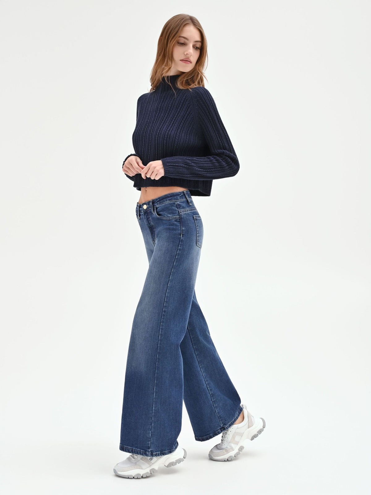 Pantaloni Jeans Wide Leg Blu
