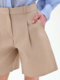 Bermuda tortora beige con pinces frontali