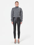 Leggings neri in similpelle con zip frontale