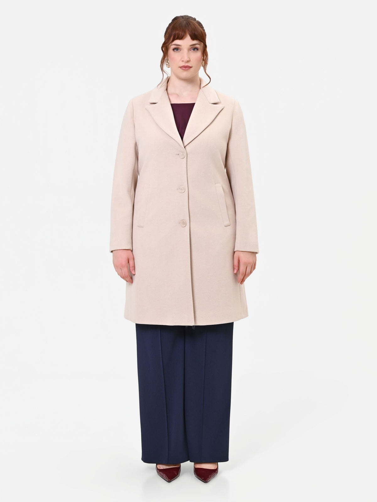 Cappotto Curvy  monopetto tortora beige
