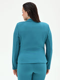 Giacca Curvy doppiopetto blu ottanio in scuba mano crepe