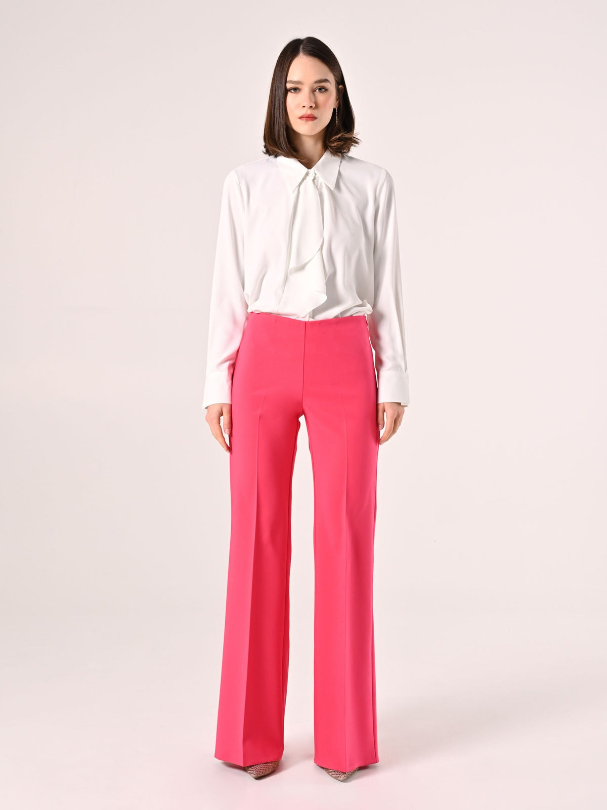 Pantaloni Palazzo Fuxia in Tessuto Tecnico