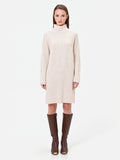 Abito in maglia panna con texture a costine