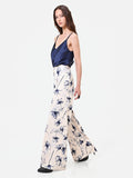 Pantalone a palazzo stampa floreale blu navy