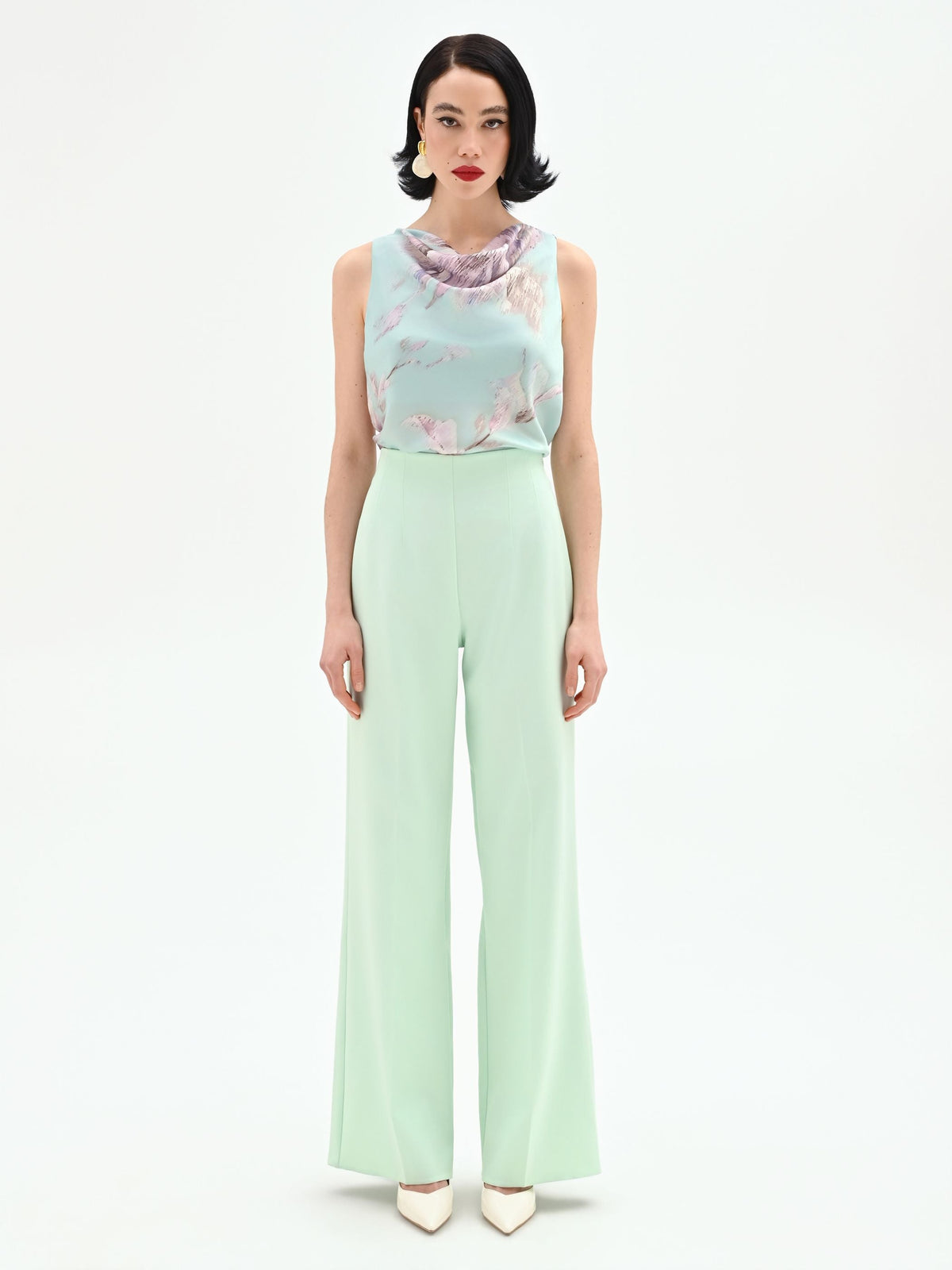 Pantalone a palazzo verde menta