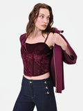 Top corsetto bordeaux in velluto
