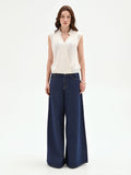 Top panna bianco in tweed stile gilet
