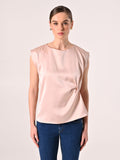 Top smanicato in Raso Rosa