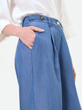 Pantalone ampio blu in lyocell