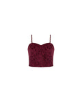 Top bustier in pizzo bordeaux rosso