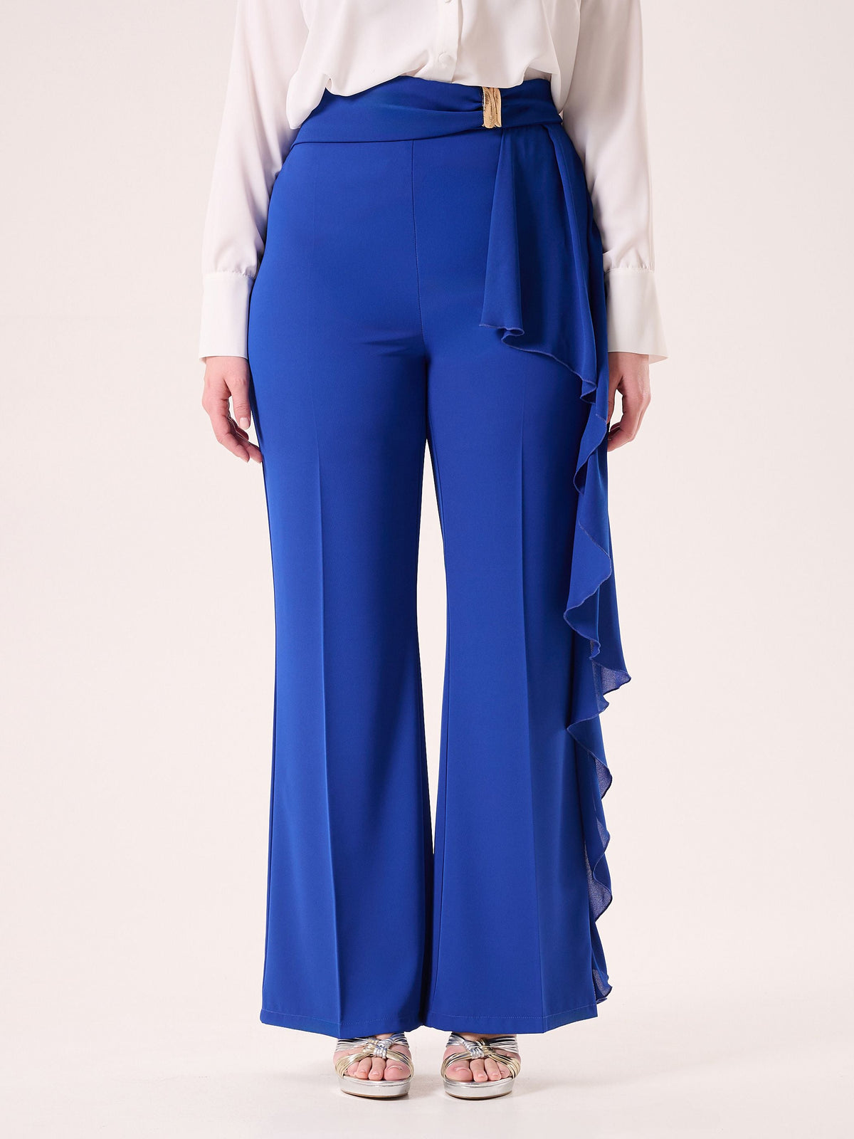 Pantaloni Curvy Blu Cina con decoro Gioiello