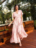 Abito Lungo Marmorizzato Glitter Rosa