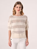 T-shirt in Maglia Traforata Beige