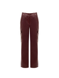 Pantalone cargo bordeaux rosso in similpelle