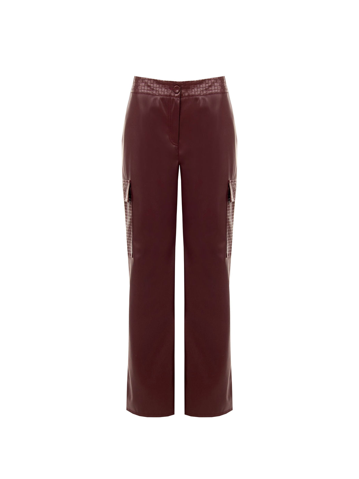 Pantalone cargo bordeaux rosso in similpelle