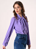Blusa con Fiocco e Pinces Lilla