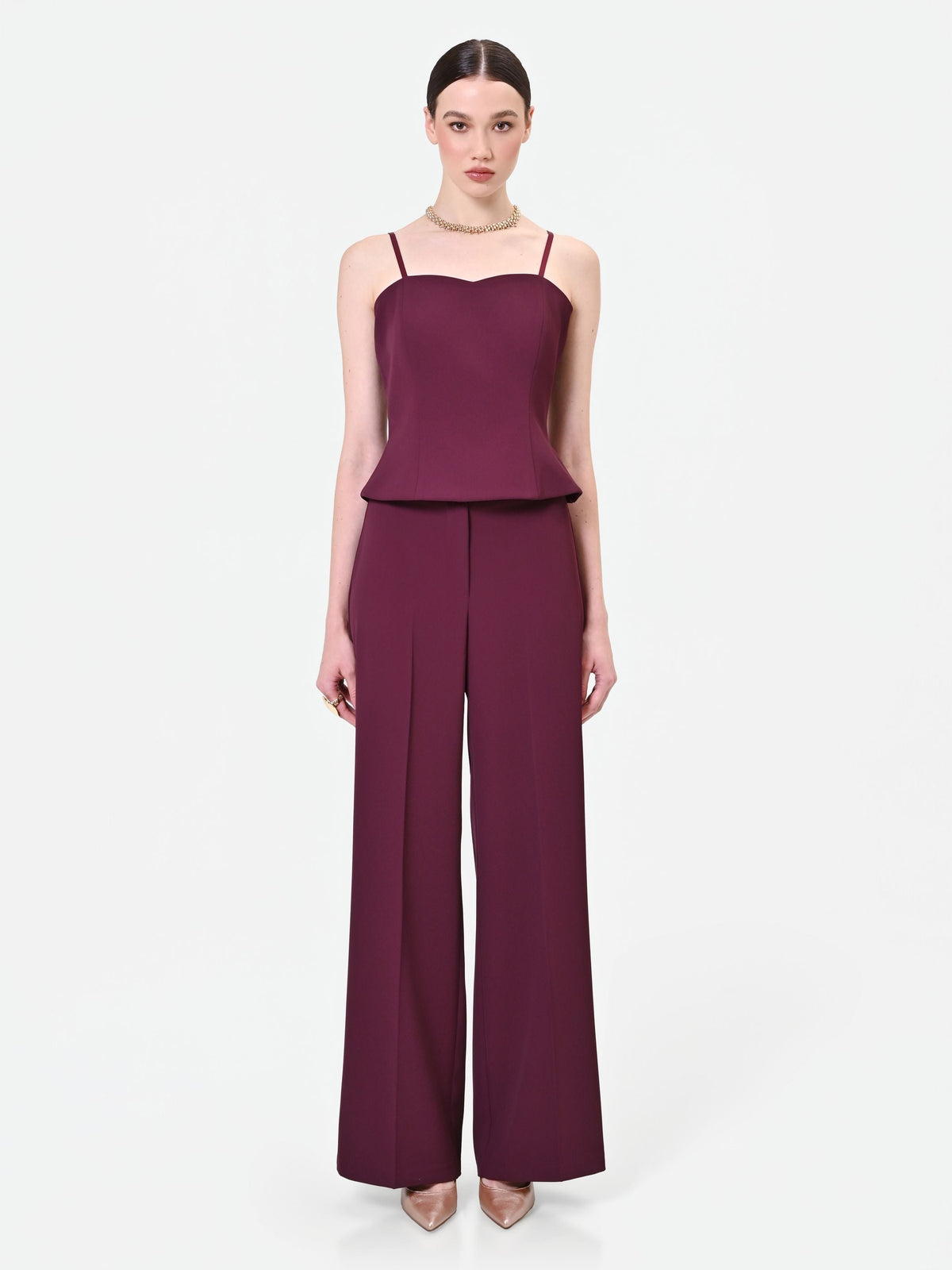 Top bordeaux con scollo a cuore