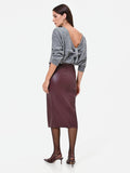 Gonna a tubino bordeaux effetto pelle