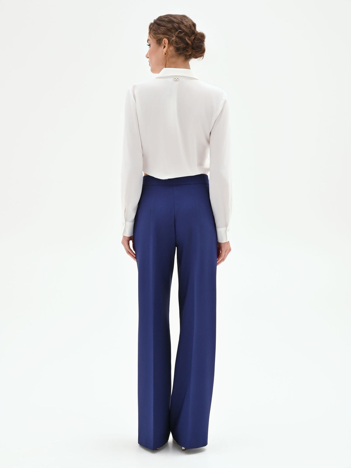 Pantalone Studio a palazzo in tessuto tecnico blu indaco