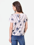 Blusa con stampa floreale blu navy
