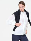 Camicia in georgette panna bianco con inserto geometrico