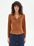Giubbino cammello beige effetto camoscio
