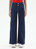 Jeans palazzo blu a vita alta