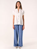 Camicia Bianca con Bottoni Gioiello