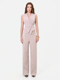 Gilet tortora beige con chiusura asimmetrica